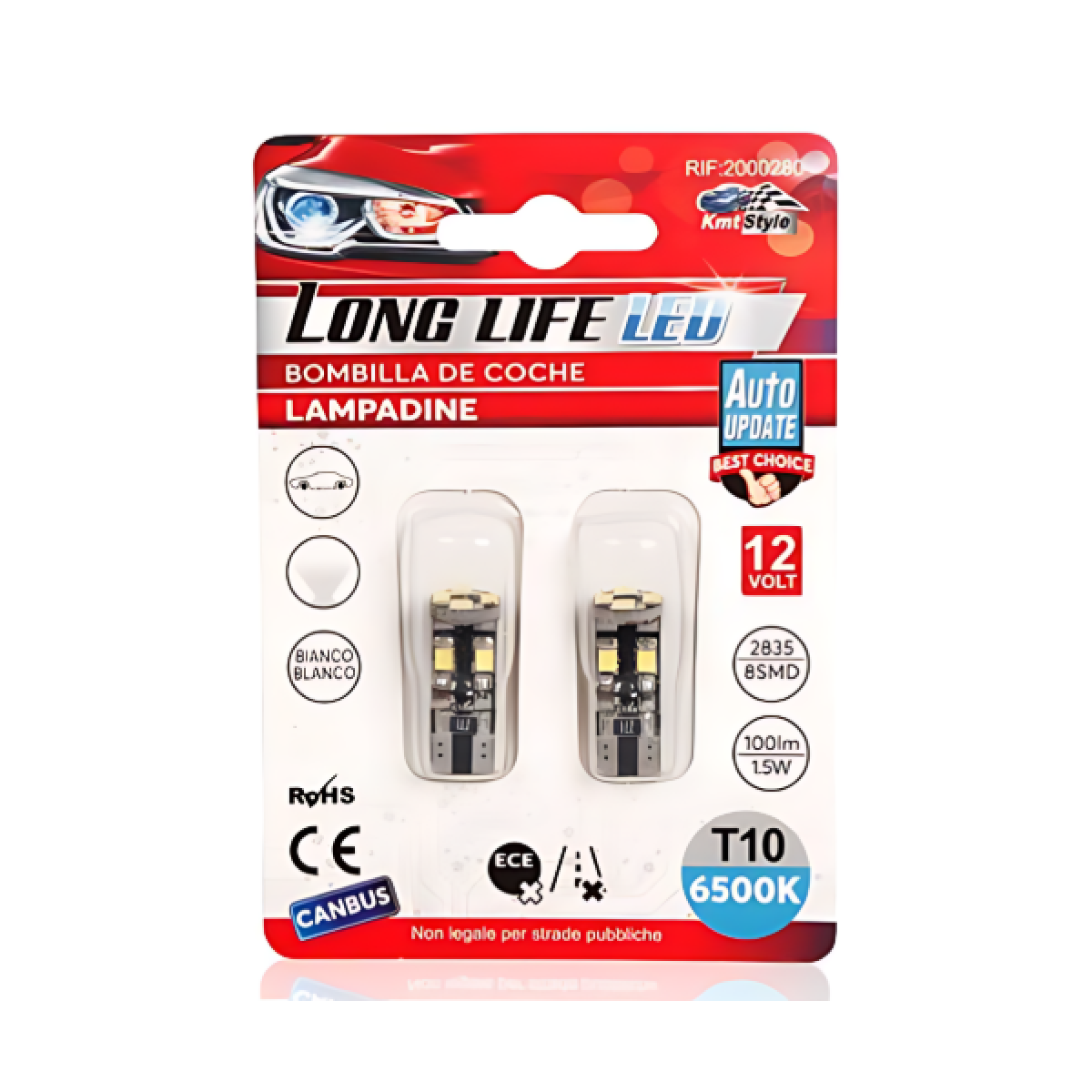 Σετ λάμπες αυτοκινήτου 2τμχ 12V 2835 8SMD 100lm T10 6500K 28x10mm - 2000280 - Image 3