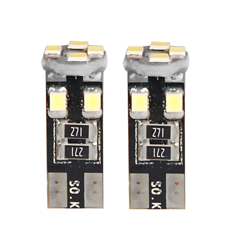 Σετ λάμπες αυτοκινήτου 2τμχ 12V 2835 8SMD 100lm T10 6500K 28x10mm - 2000280