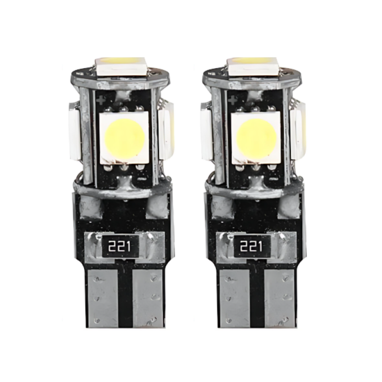 Σετ λάμπες αυτοκινήτου 2τμχ 12V 5050 5SMD 100lm T10 6500K 28x10mm - 2000281