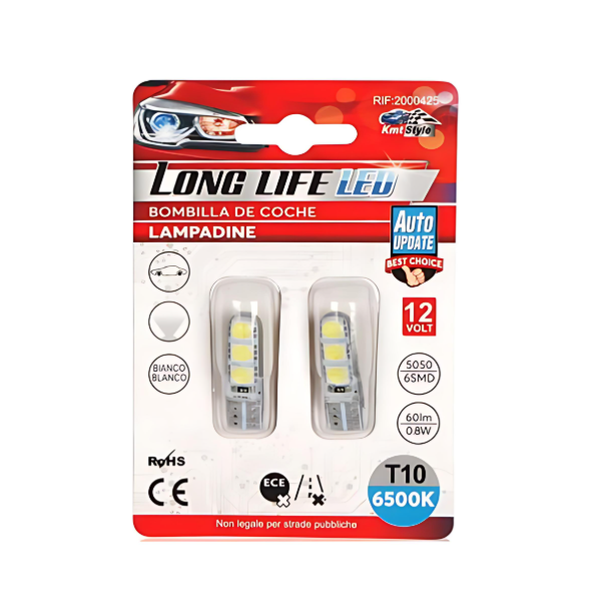 Σετ λάμπες αυτοκινήτου 2τμχ 12V 5050 6SMD 60lm T10 34x10mm - 2000425 - Image 3