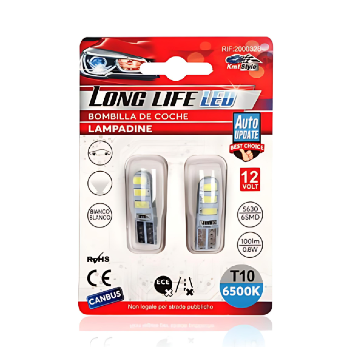 Σετ λάμπες αυτοκινήτου 2τμχ 12V 5630 6SMD 100lm T10 6500K 34x10mm - 2000328 - Image 3