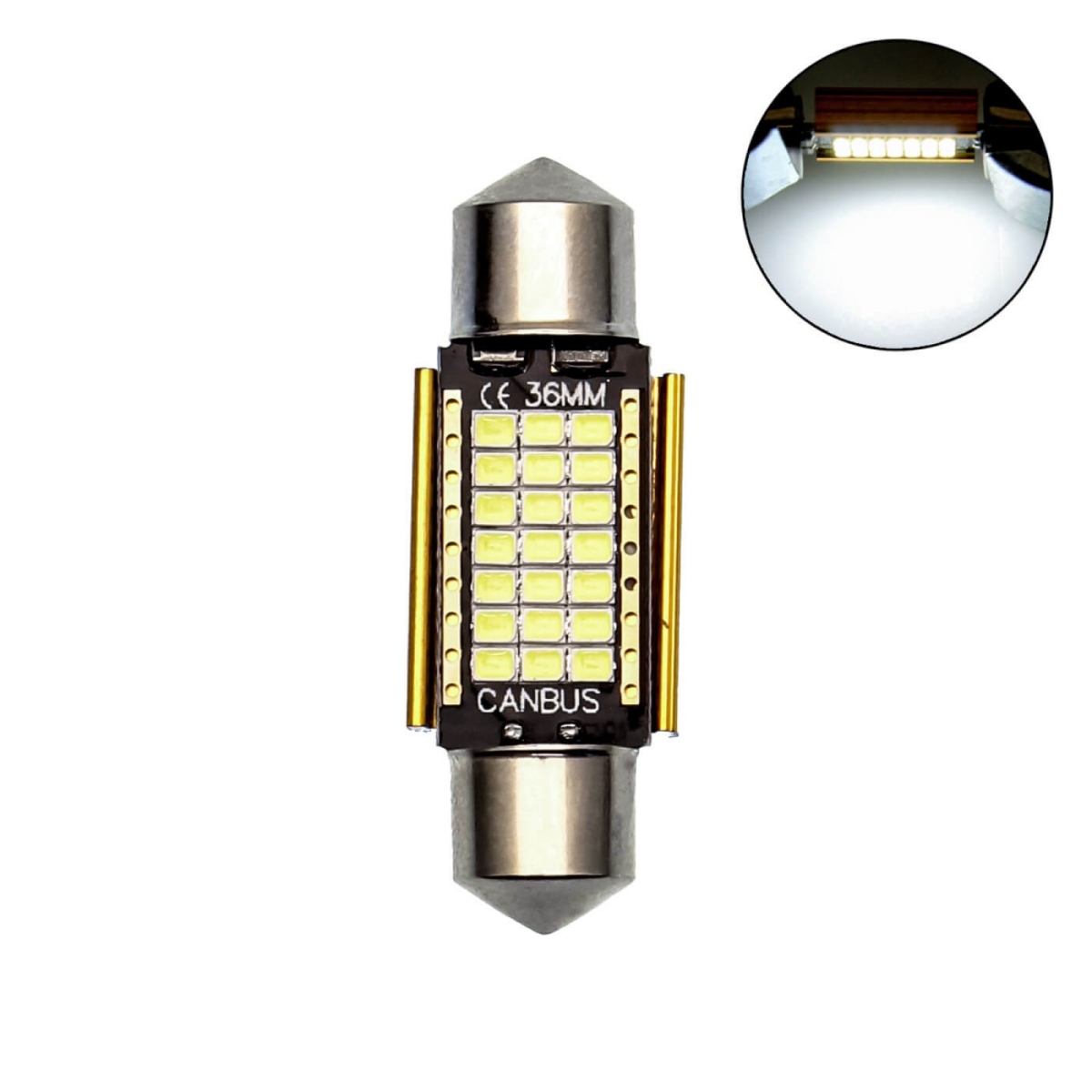 Σετ LED πλαφονιέρας C5W Canbus 36mm 12V ψυχρό λευκό 6000K 2τμχ - Image 2