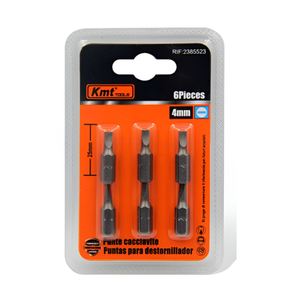 Σετ Μύτες Κατσαβιδιού 4mm Ίσιες 25mm 6τμχ Kmt Tools 2385523