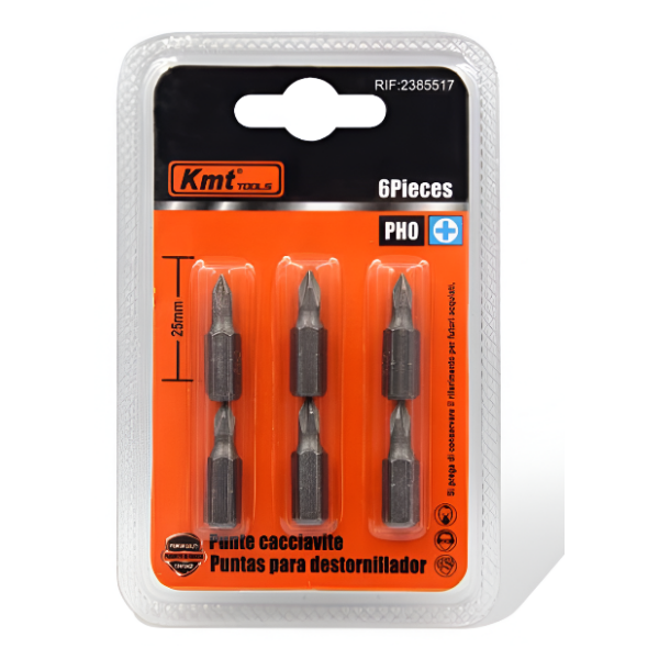 Σετ Μύτες Κατσαβιδιού PH0 25mm 6τμχ Kmt Tools 2385517