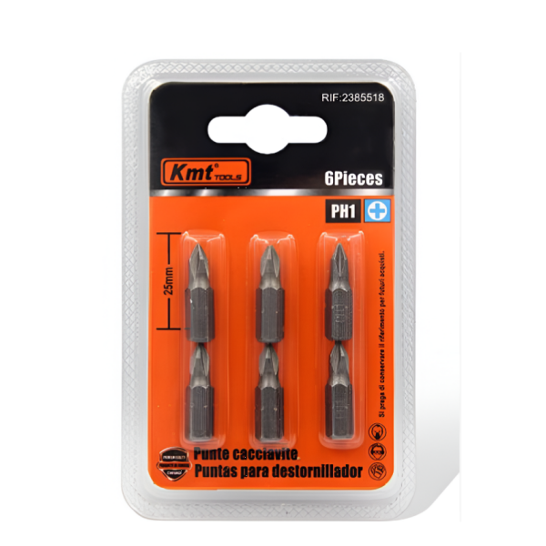 Σετ Μύτες Κατσαβιδιού PH1 25mm 6τμχ Kmt Tools 2385518