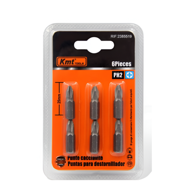 Σετ Μύτες Κατσαβιδιού PH2 25mm 6τμχ Kmt Tools 2385519