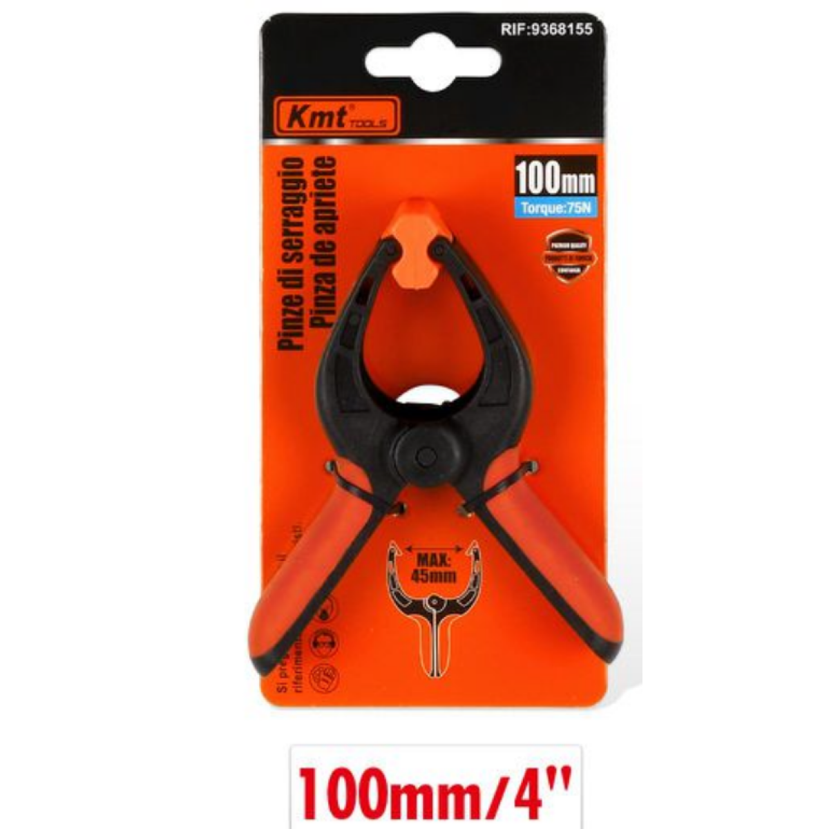 Σφιγκτήρας Πλαστικός 100mm με Λαβές TPR Kmt Tools 9368155