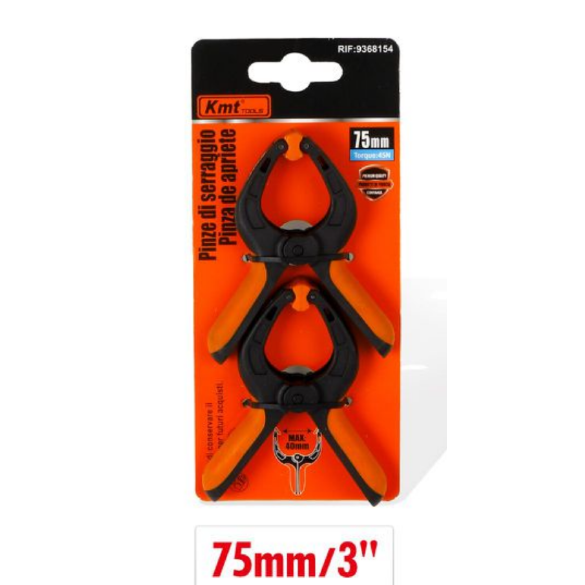 Σφιγκτήρας Πλαστικός 75mm 2 Τεμάχια Kmt Tools 9368154