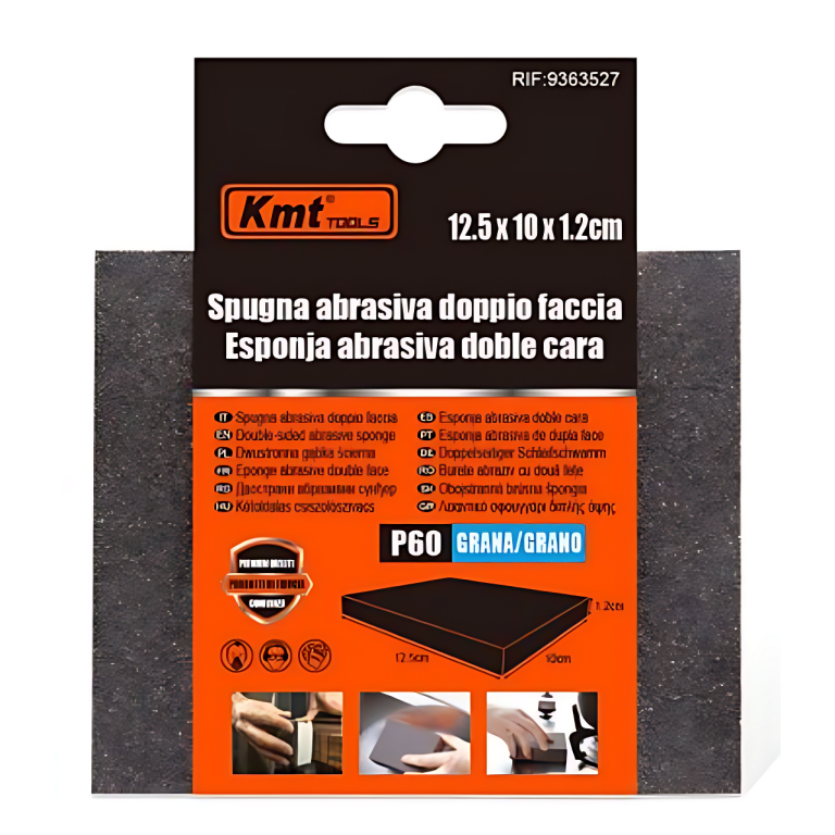 Σφουγγάρι Λεπτής Άμμου Διπλής Όψης P60 12.5x10x1.2cm Kmt Tools 9363527