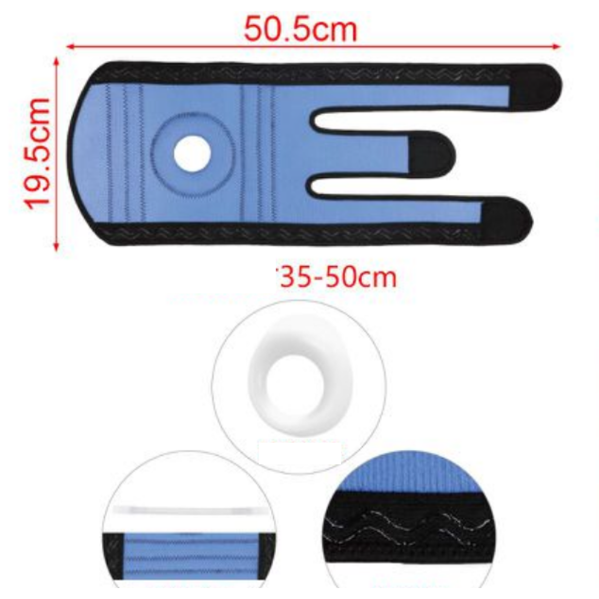 Στήριγμα Γονάτου Με Τρύπα Και Κλείσιμο Velcro Kmt Style 2002285