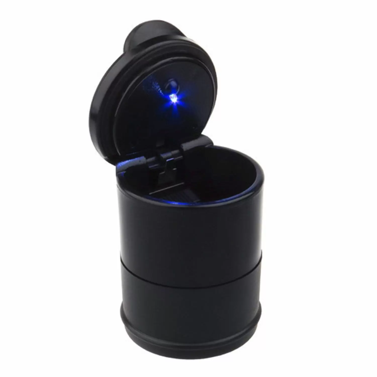 Τασάκι Αυτοκινήτου Πλαστικό Με Καπάκι Και LED Φως 9.5x6.5cm Kmt Style 2001093