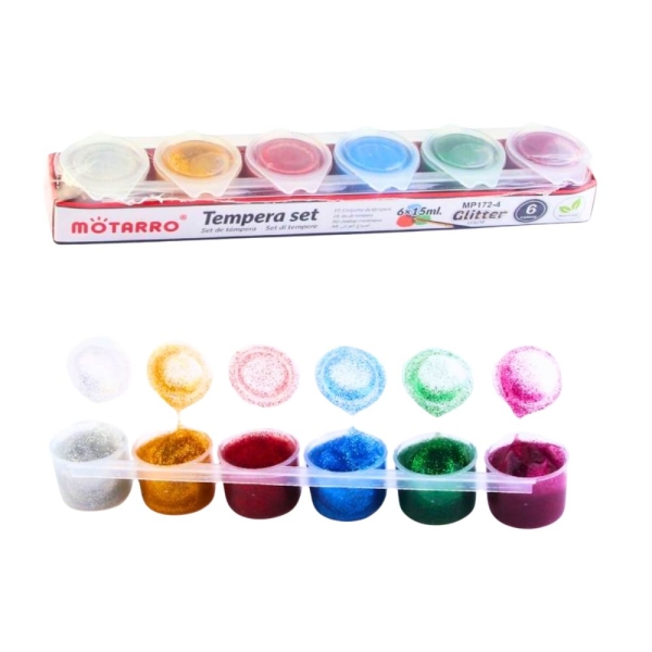 Τέμπερα 15ml Σετ 6 χρωμάτων Glitter - MP172-4