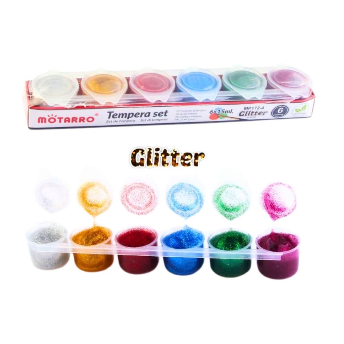 Τέμπερα 15ml Σετ 6 χρωμάτων Glitter - MP172-4