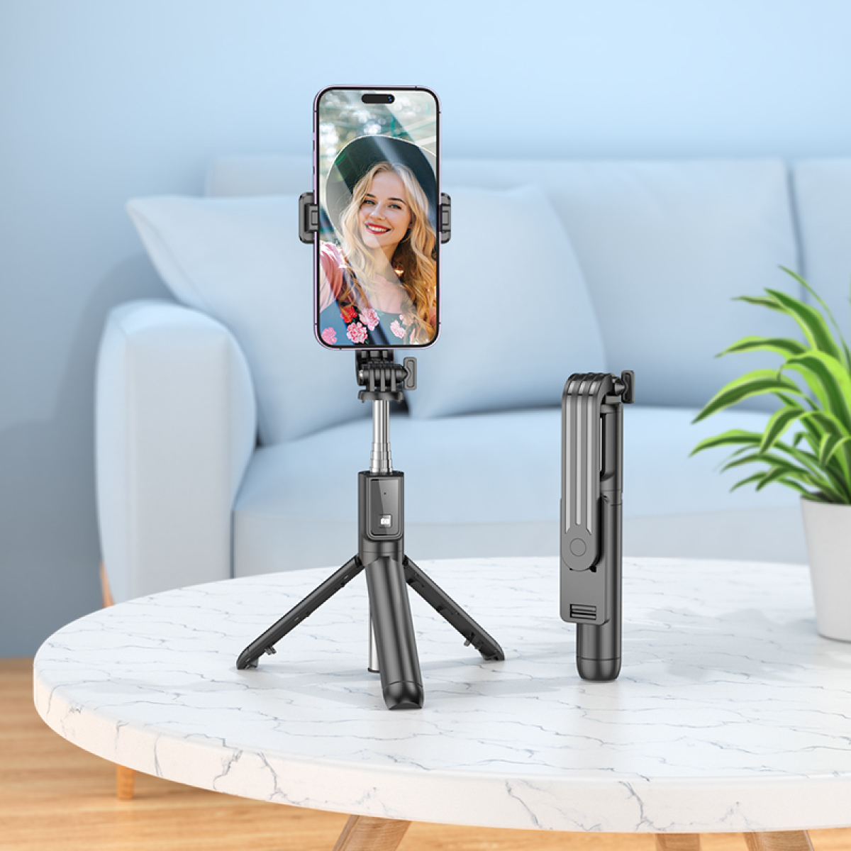BOROFONE BY11 Happy – Bluetooth Selfie Stick με Τρίποδο & Ασύρματο Τηλεχειριστήριο – Μαύρο