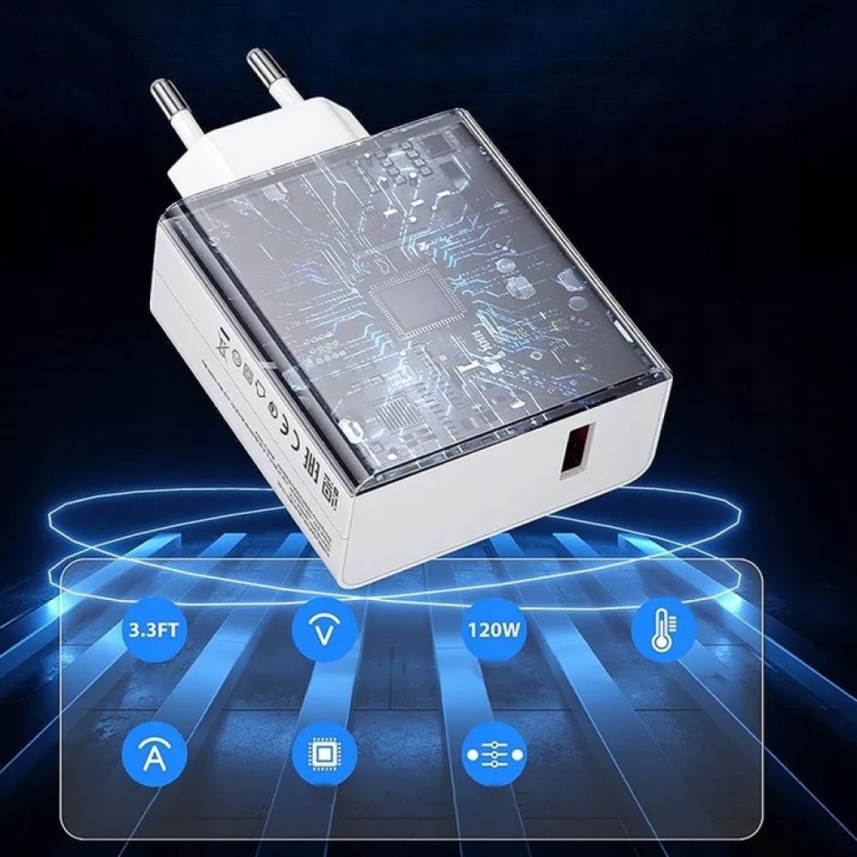 Treqa CH-646 Φορτιστής Ταχείας Φόρτισης 120W με Καλώδιο USB-C – Λευκός