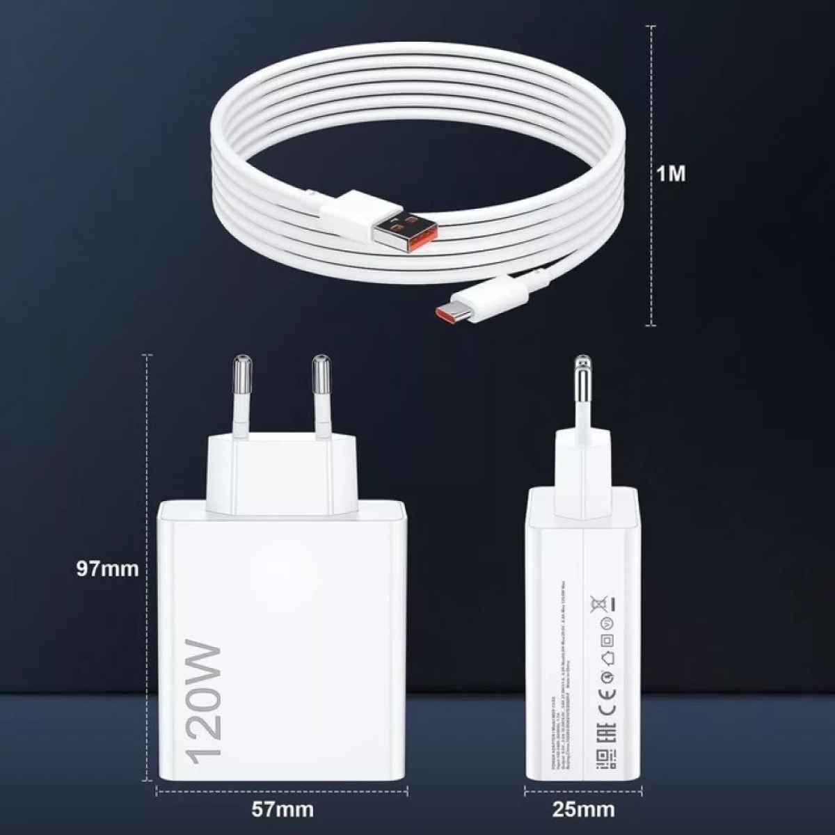 Treqa CH-646 Φορτιστής Ταχείας Φόρτισης 120W με Καλώδιο USB-C – Λευκός