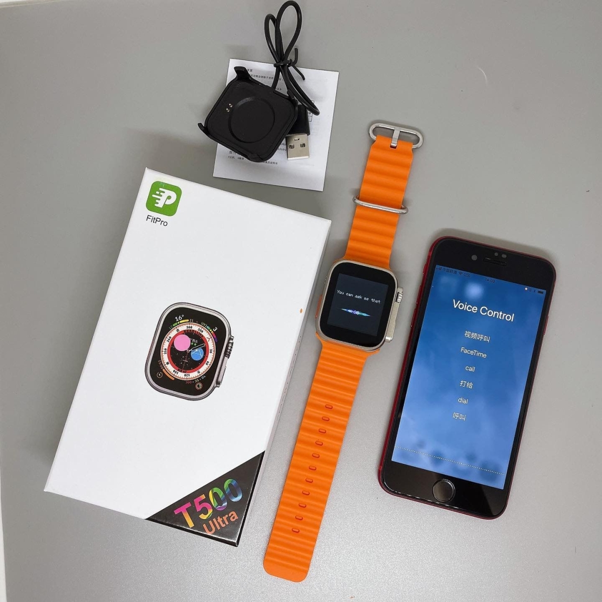 FitPro T500 Ultra Smartwatch – Με Bluetooth Κλήσεις, NFC & Οθόνη 1.85” – Πορτοκαλί