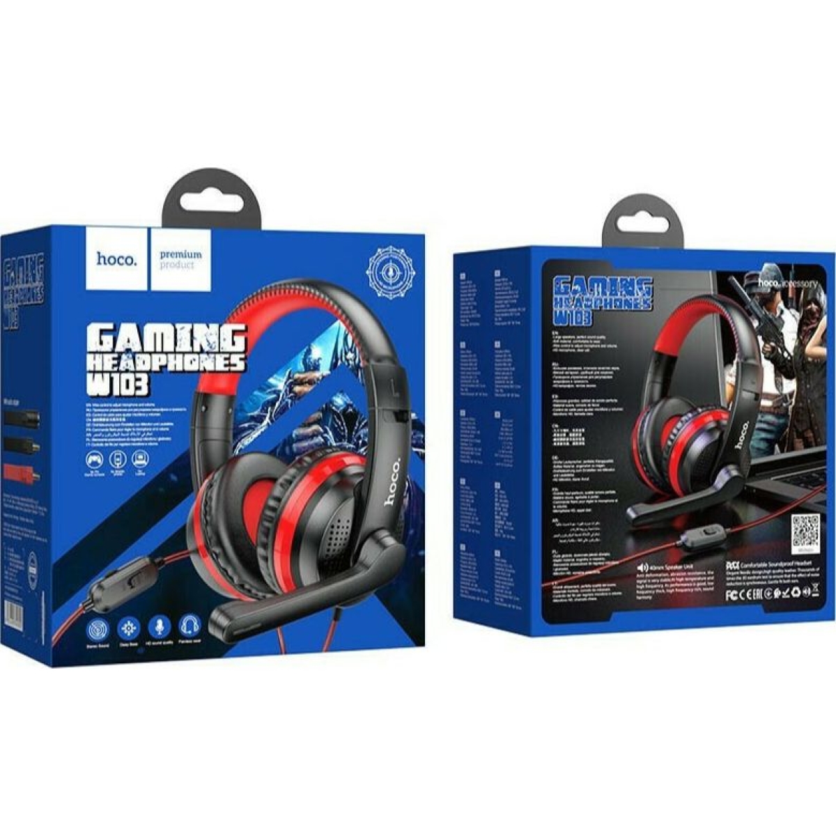 Hoco W103 Over Ear Gaming Headset 3.5mm με Μικρόφωνο – Μαύρο/Κόκκινο