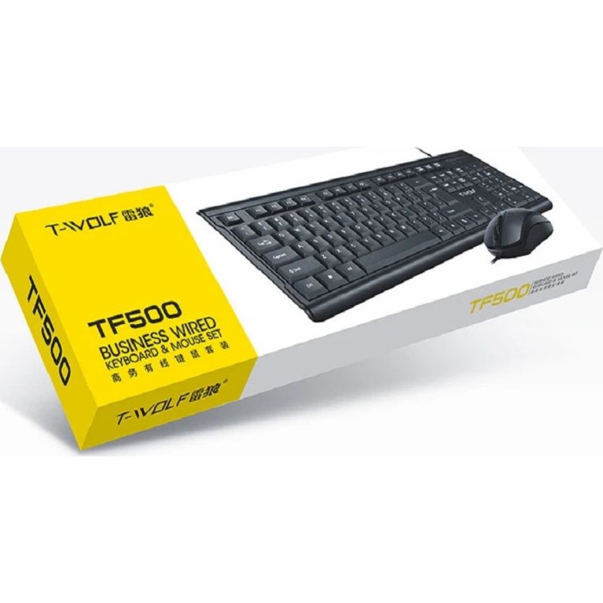 T-Wolf TF500 Σετ Πληκτρολόγιο & Ποντίκι Wired USB Αγγλικό UK - Μαύρο