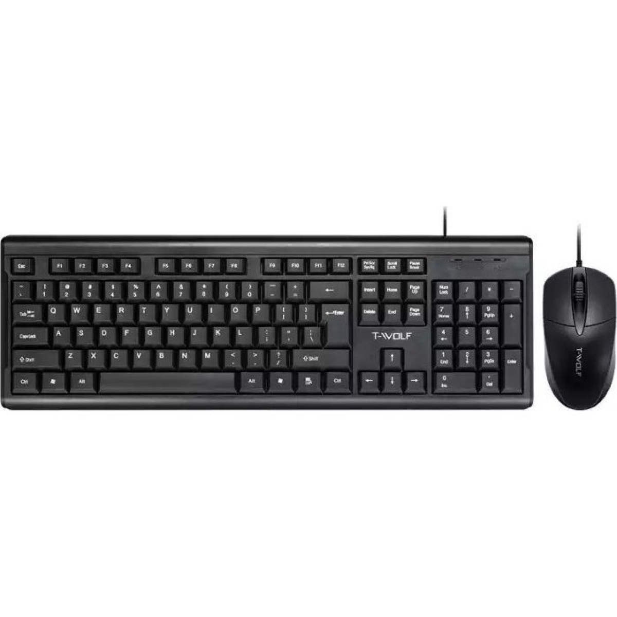 T-Wolf TF500 Σετ Πληκτρολόγιο & Ποντίκι Wired USB Αγγλικό UK - Μαύρο