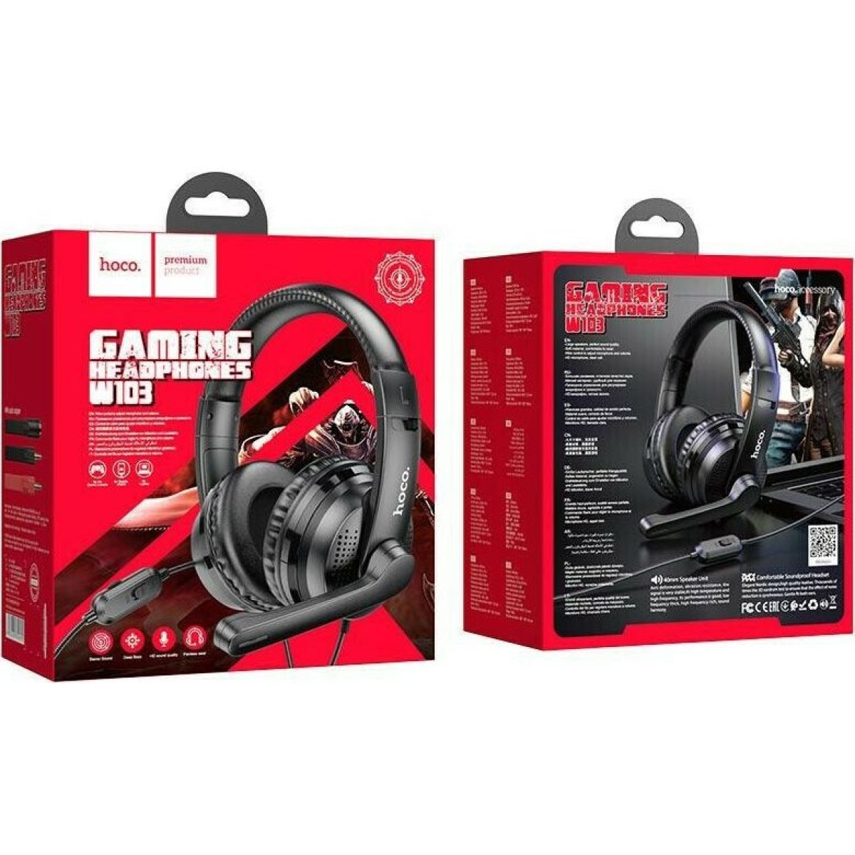 Hoco W103 Over Ear Gaming Headset με Μικρόφωνο & Σύνδεση 3.5mm – Μαύρο