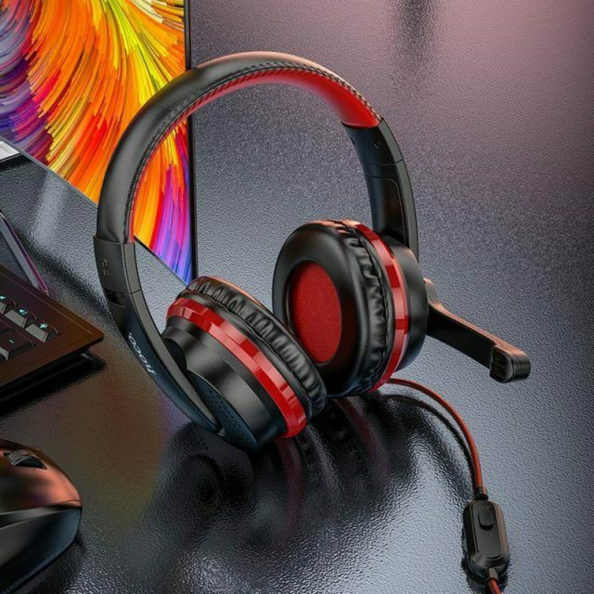 Hoco W103 Over Ear Gaming Headset 3.5mm με Μικρόφωνο – Μαύρο/Κόκκινο