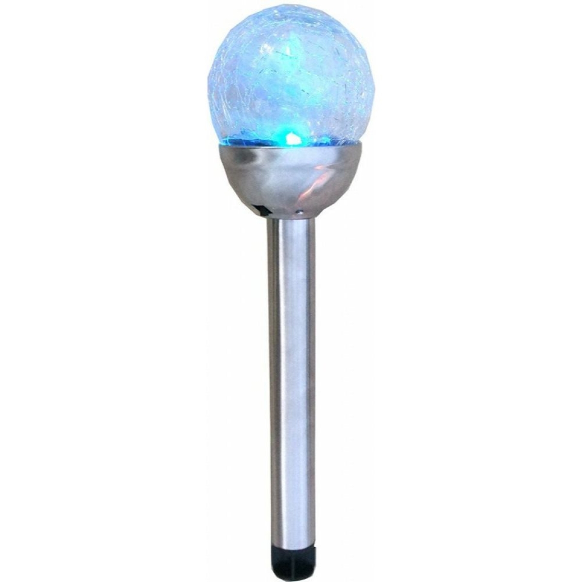 Sidirela E-1384 RGB Καρφωτό Ηλιακό Φωτιστικό Φανάρι με Φωτοκύτταρο – Μεταλλικό Inox, 37cm