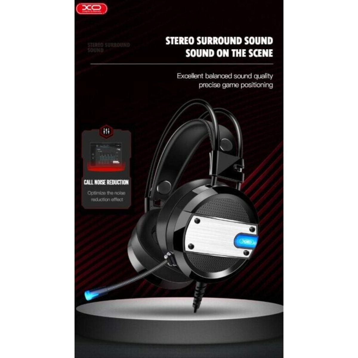 XO GE-02 Big Game Gaming Ακουστικά με Μικρόφωνο και Φωτισμό – 50mm Driver, USB & 3.5mm – Μαύρα