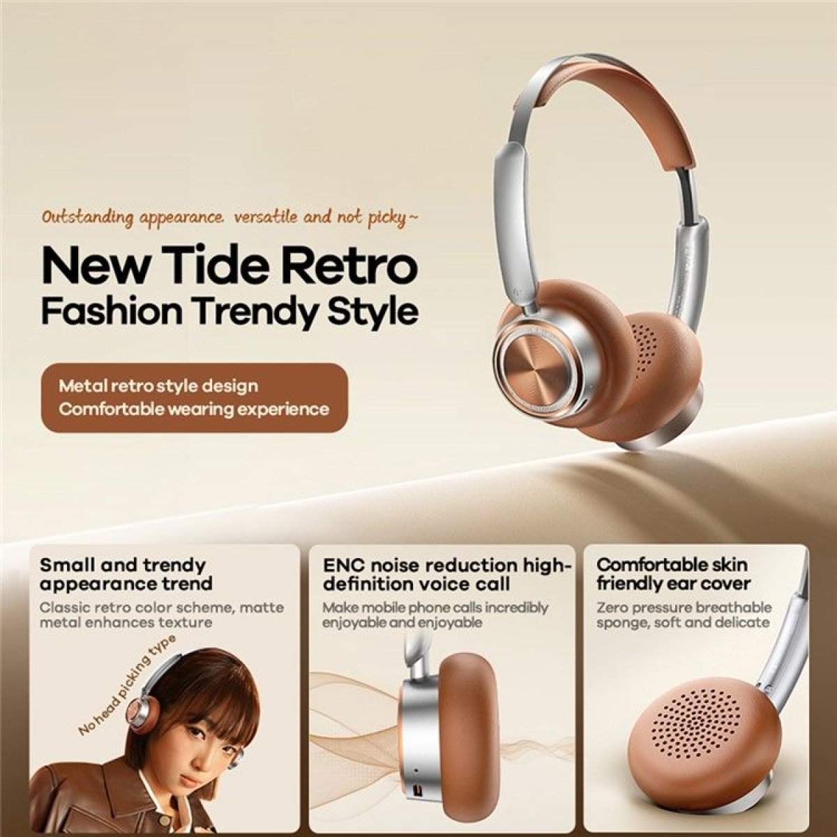 REMAX RB-830HB Ασύρματα Ακουστικά Bluetooth On-Ear με ENC και Ρετρό Σχεδιασμό – Καφέ
