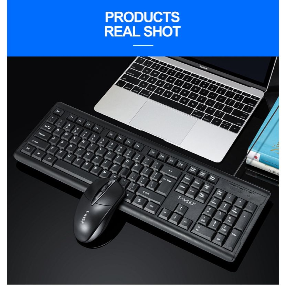 T-Wolf TF500 Σετ Πληκτρολόγιο & Ποντίκι Wired USB Αγγλικό UK - Μαύρο