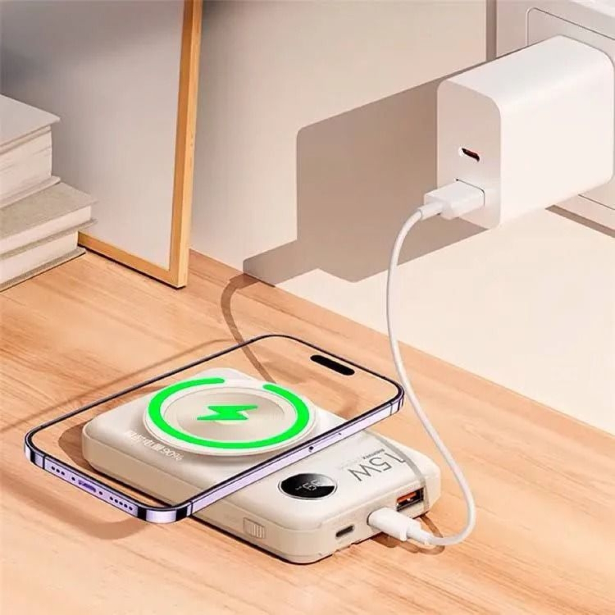 Remax RPP-527 Power Bank 10000mAh με Ασύρματη Μαγνητική Φόρτιση 15W, 2 Ενσωματωμένα Καλώδια – Μαύρο