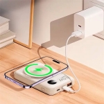Remax RPP-527 Power Bank 10000mAh με Ασύρματη Μαγνητική Φόρτιση 15W, 2 Ενσωματωμένα Καλώδια – Μαύρο