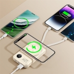 Remax RPP-527 Power Bank 10000mAh με Ασύρματη Μαγνητική Φόρτιση 15W, 2 Ενσωματωμένα Καλώδια – Μαύρο