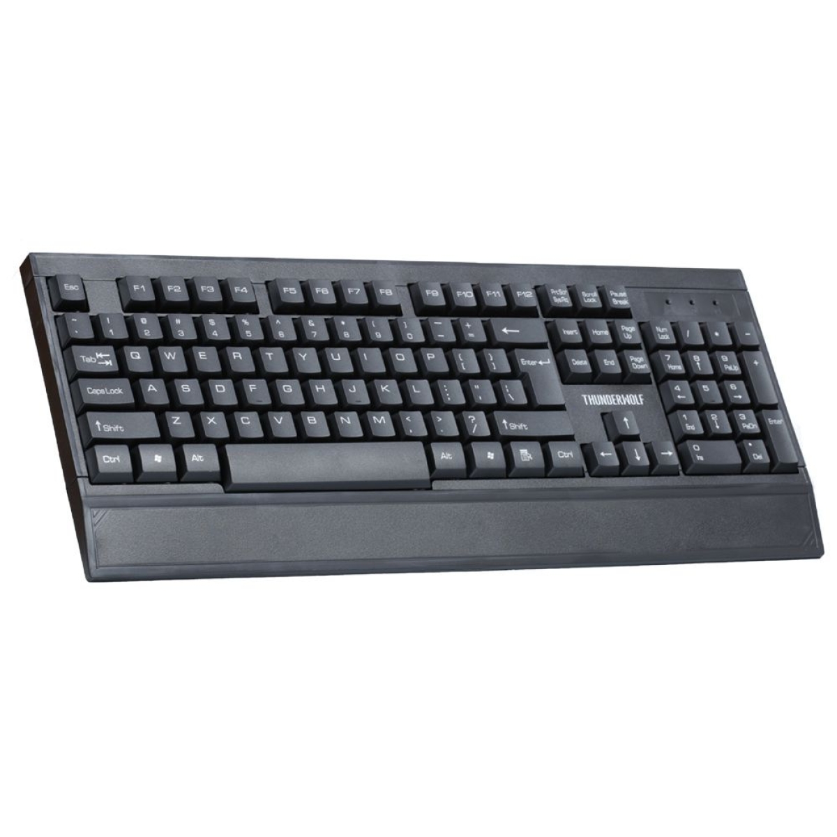 T-WOLF Thunderwolf T13 Ενσύρματο Πληκτρολόγιο Full Size με Στήριγμα Καρπού και Αθόρυβα Πλήκτρα USB - Μαύρο