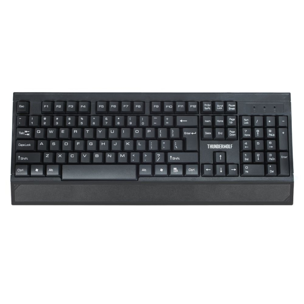 T-WOLF Thunderwolf T13 Ενσύρματο Πληκτρολόγιο Full Size με Στήριγμα Καρπού και Αθόρυβα Πλήκτρα USB - Μαύρο