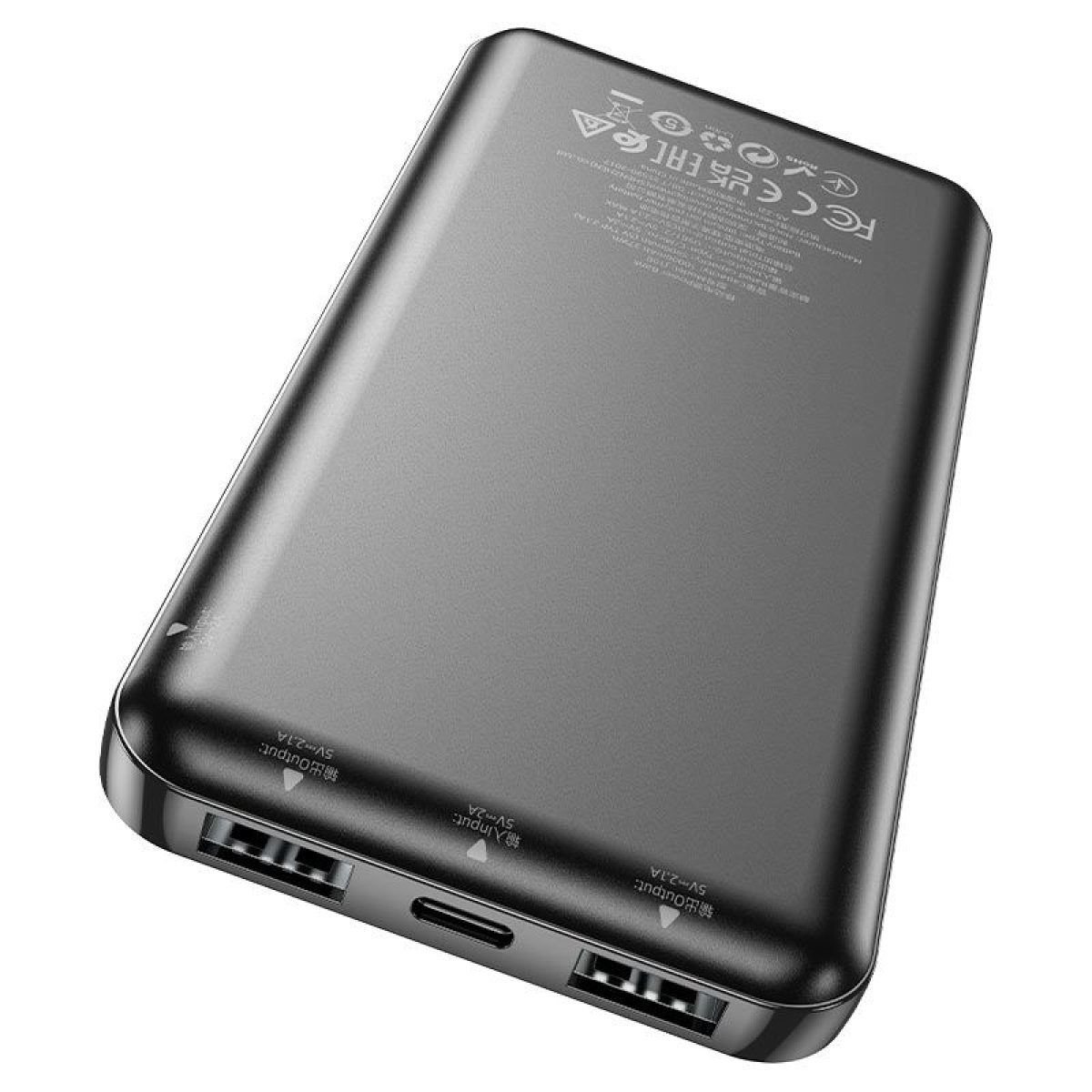 Hoco J100 High-ranking Power Bank 10000mAh με 2 Θύρες USB-A & LED Ένδειξη – Μαύρο
