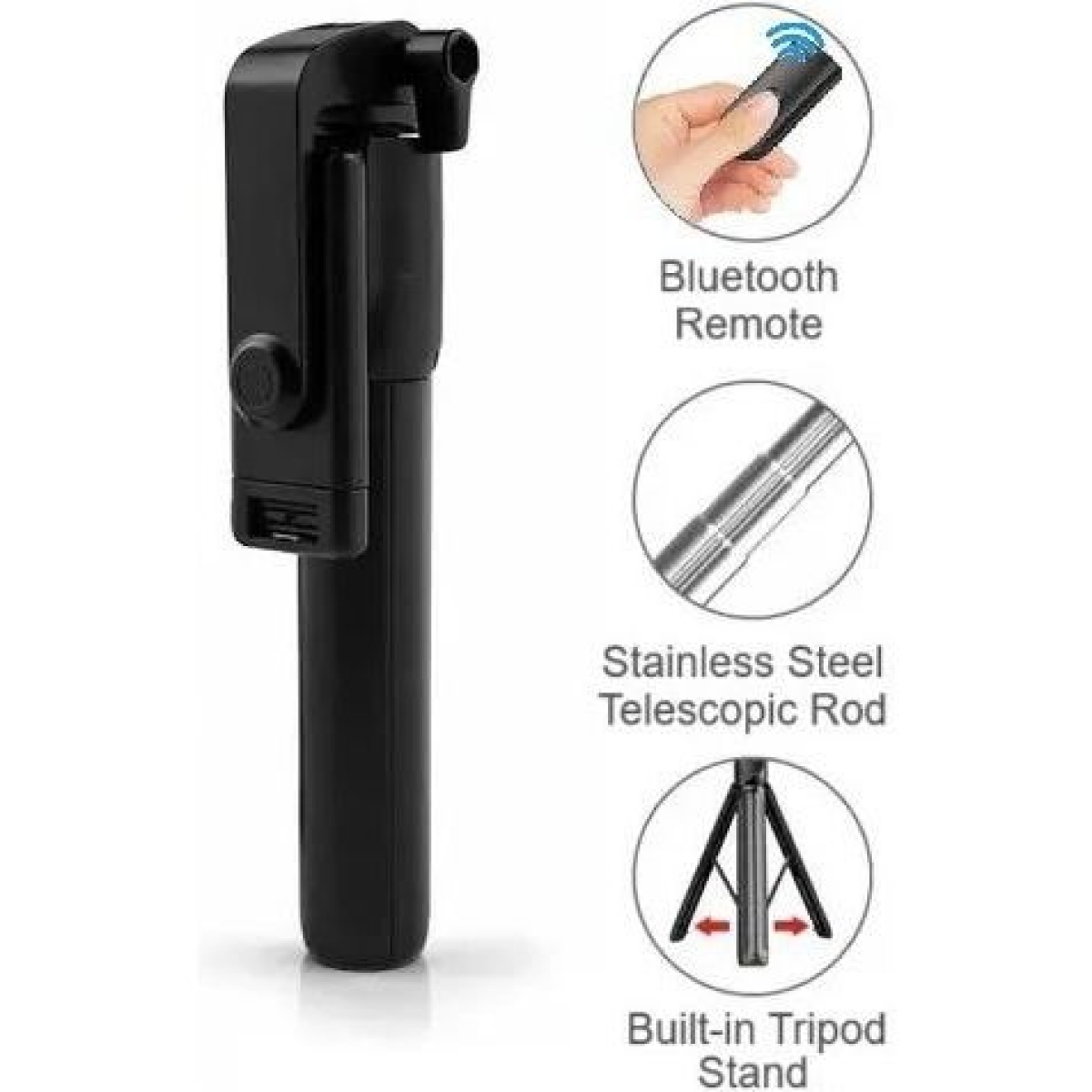 KOUVOLSEN X1 Bluetooth Τρίποδο με Selfie Stick & Τηλεχειριστήριο – Μαύρο