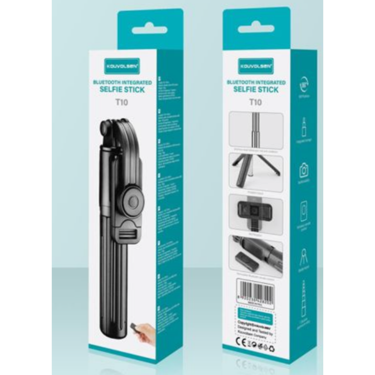 Kouvolsen T10 Bluetooth Selfie Stick με Ενσωματωμένο Τρίποδο & Τηλεχειριστήριο – Μαύρο