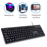 T-WOLF T15 Ενσύρματο Πληκτρολόγιο 104 Πλήκτρων USB Μαύρο για Γραφείο & Σπίτι - Μαύρο