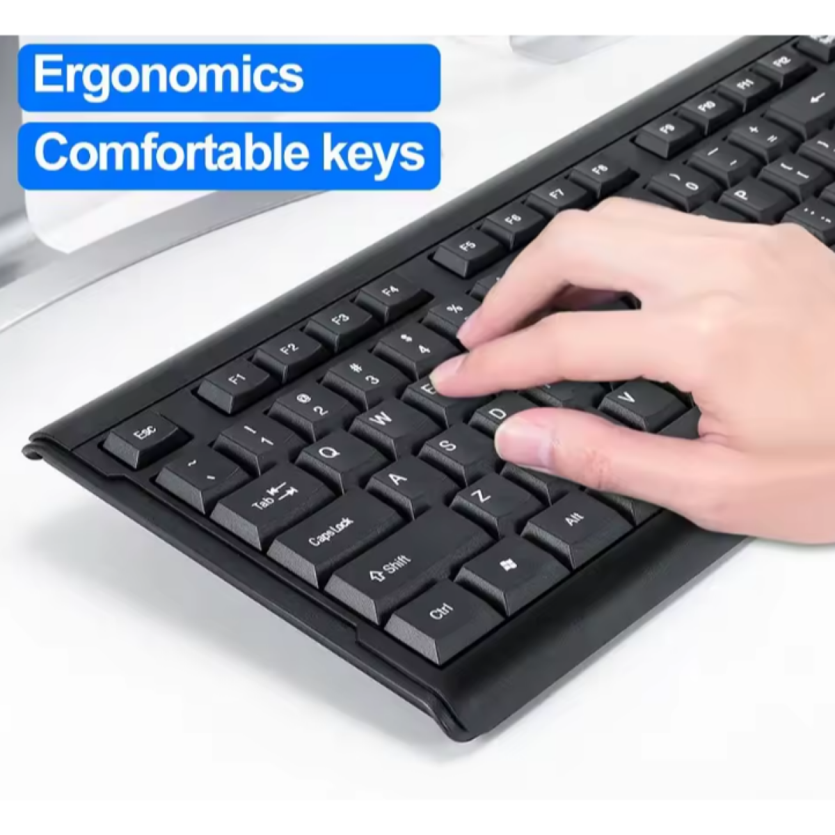 T-WOLF T15 Ενσύρματο Πληκτρολόγιο 104 Πλήκτρων USB Μαύρο για Γραφείο & Σπίτι - Μαύρο