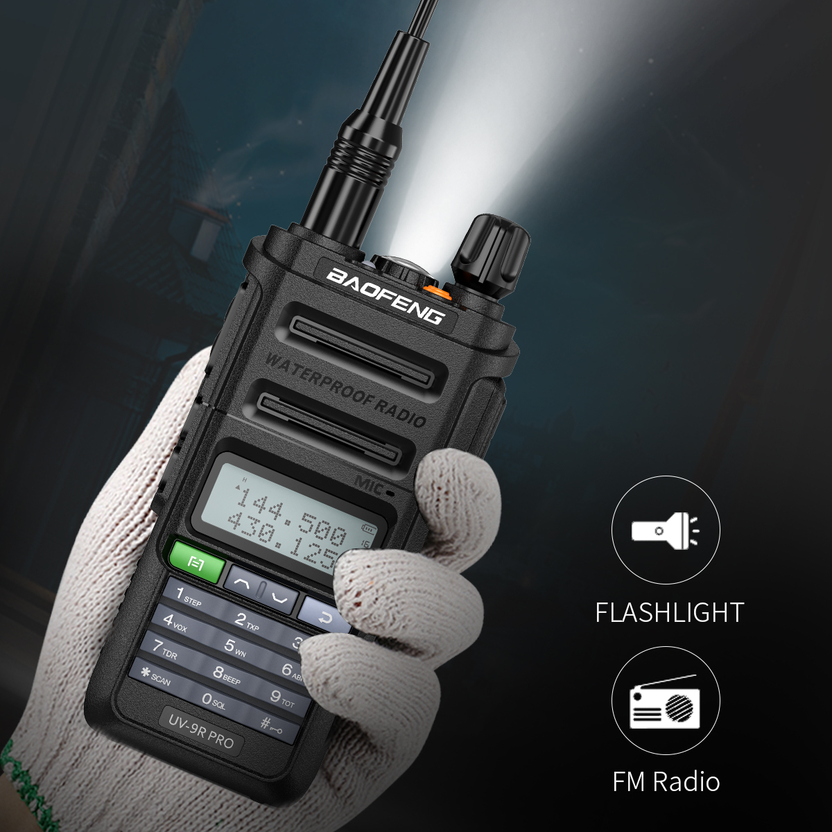 Ασύρματος Πομποδέκτης Baofeng UV-9R Pro 5W VHF/UHF IP68 Αδιάβροχο με Μπαταρία 2800mAh & Μονόχρωμη Οθόνη