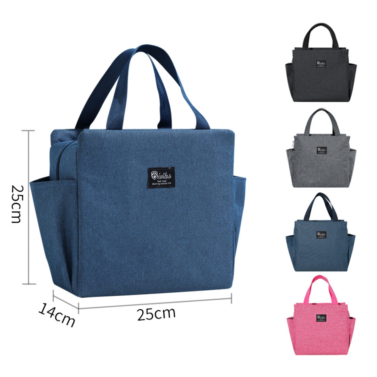 Αδιάβροχη Ισοθερμική Τσάντα Φαγητού - Lunch Bag 25x14x25cm - Μπλε - Image 2