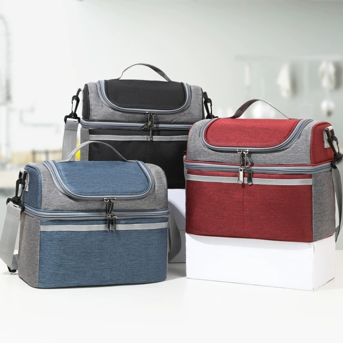 Αδιάβροχη Ισοθερμική Τσάντα Φαγητού - Lunch Bag 26x16.5x23cm - Κόκκινο - Image 4