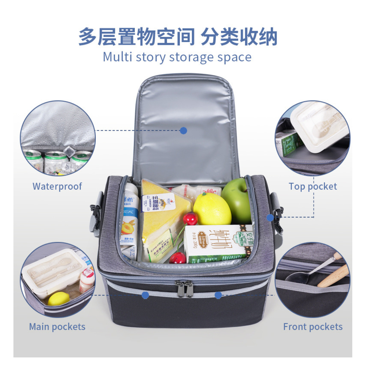 Αδιάβροχη Ισοθερμική Τσάντα Φαγητού - Lunch Bag 26x16.5x23cm - Κόκκινο - Image 5
