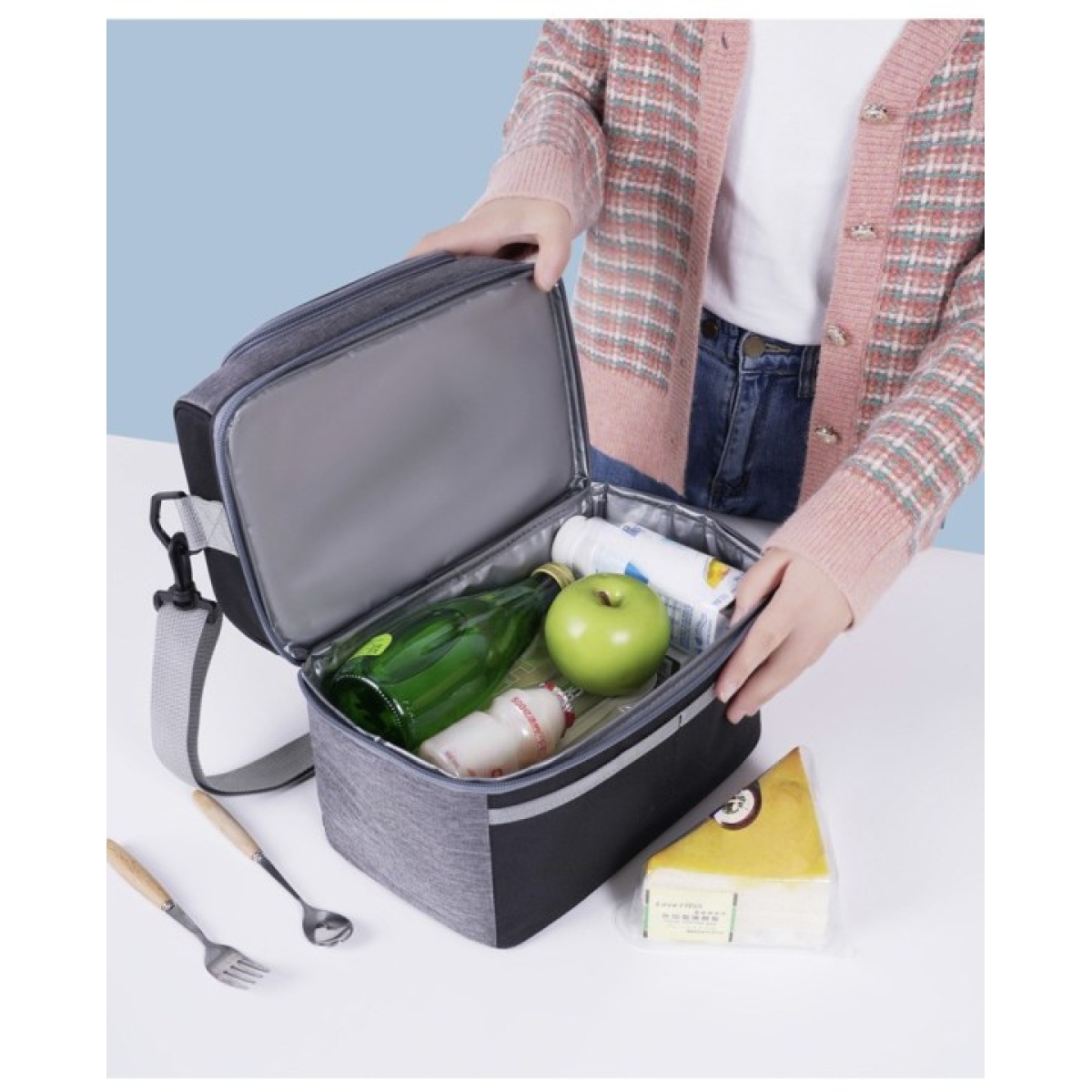 Αδιάβροχη Ισοθερμική Τσάντα Φαγητού - Lunch Bag 26x16.5x23cm - Κόκκινο - Image 6