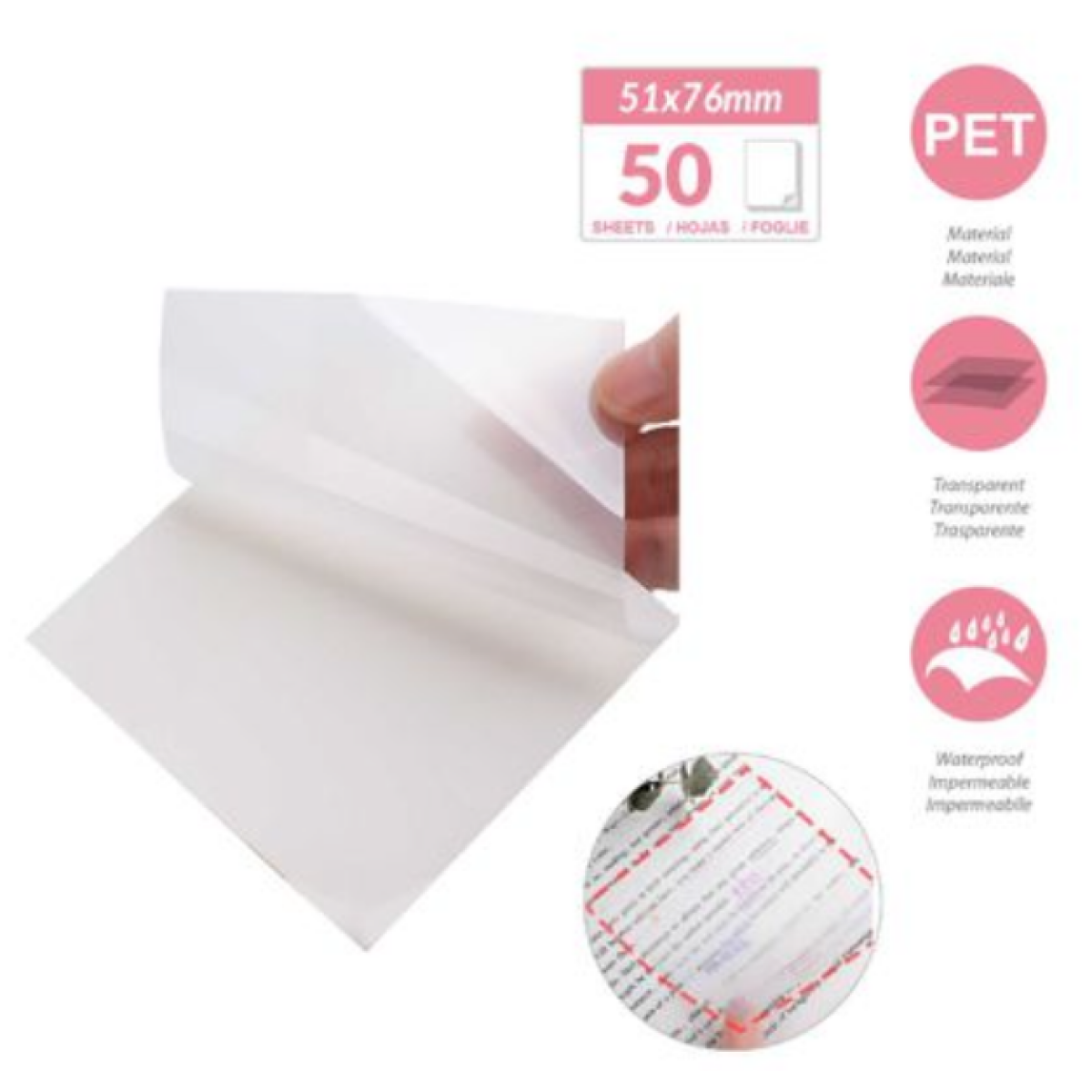 Αυτοκόλλητα Χαρτάκια Διαφανή 51x76mm 50 Φύλλων Motarro MU046-1