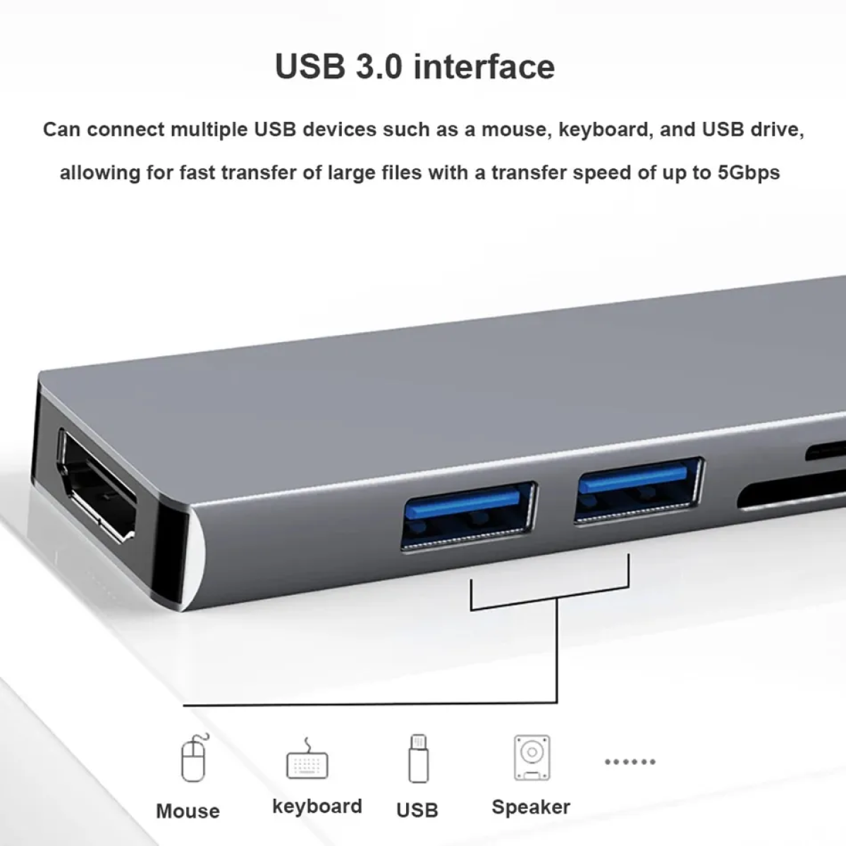 Αντάπτορας Type-C 5 σε 1 με HDMI, SD Card και USB 3.0 Aoweixun AWX-KZW13
