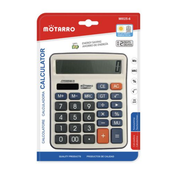 Αριθμομηχανή Ηλιακή 12 Ψηφίων 12x15.5cm Motarro MI025-6
