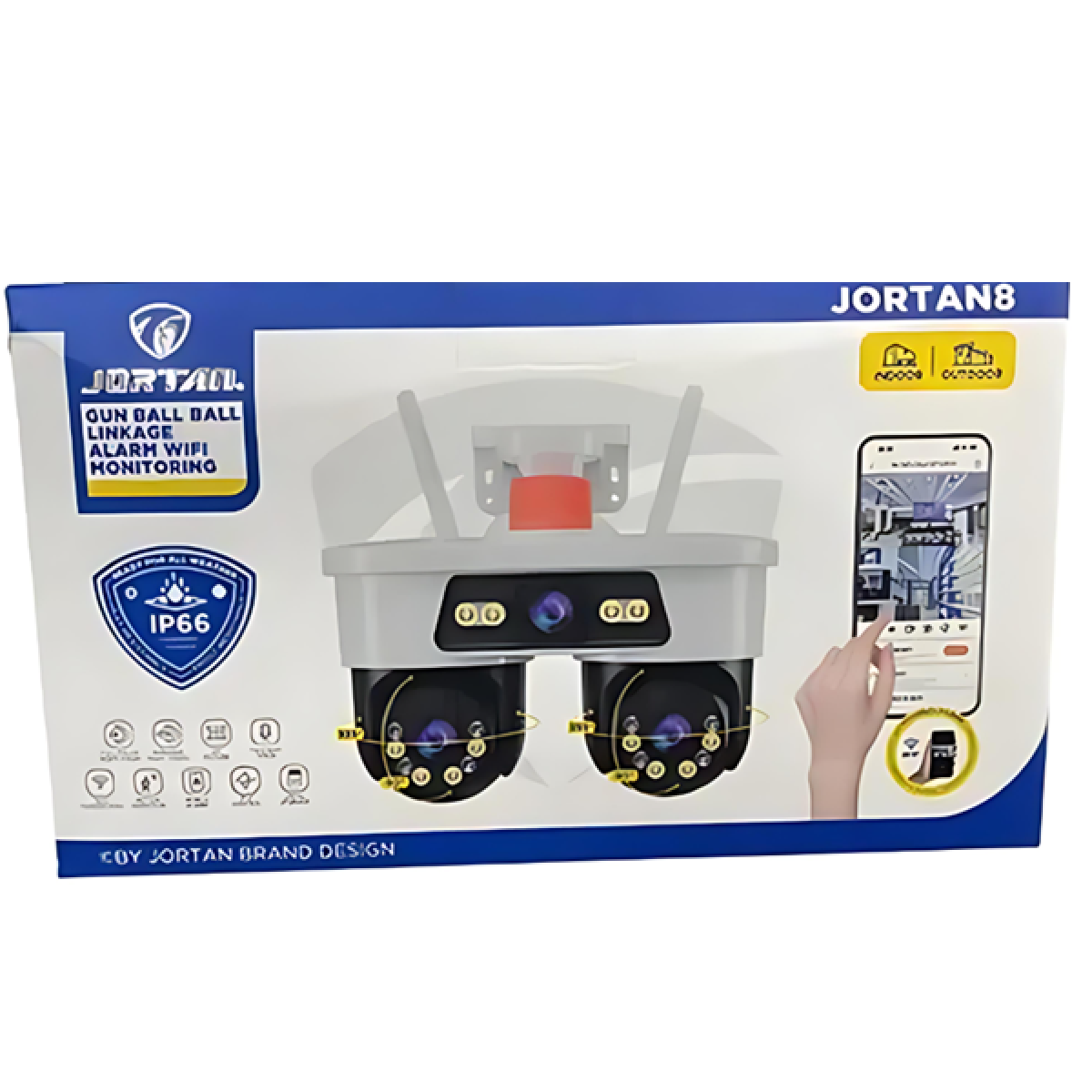 Ασύρματη διπλή κάμερα παρακολούθησης Wi-Fi IP66 Jortan GUN BALL λευκό/μαύρο - Image 3