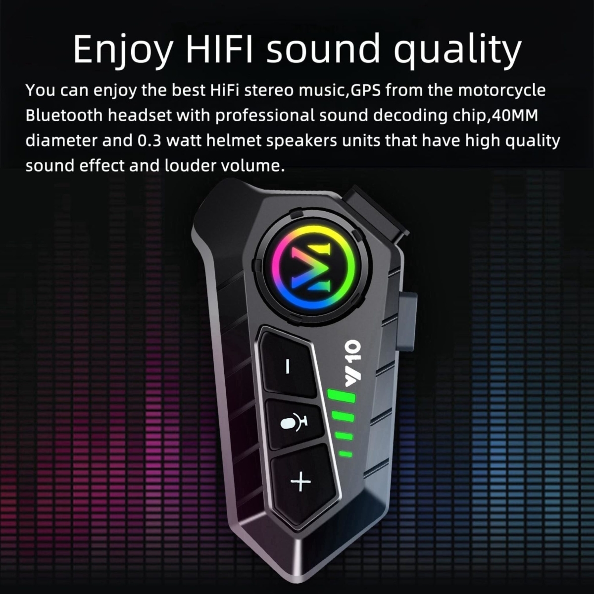 Ασύρματο Ακουστικό Bluetooth για Κράνος Μηχανής Helmet Wireless Earphone V10 - Μαύρο - Image 2